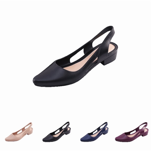 LTTVQM Slingback Heels for Women Chunky Low Heel Pointed Toe Non-Slip Cushion Comfortable Work Shoes Fashion Casual Office Dress Shoes Black 41(US-8.5)
