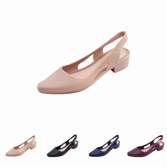 LTTVQM Slingback Heels for Women Chunky Low Heel Pointed Toe Non-Slip Cushion Comfortable Work Shoes Fashion Casual Office Dress Shoes Complexion 37(US-6.5)