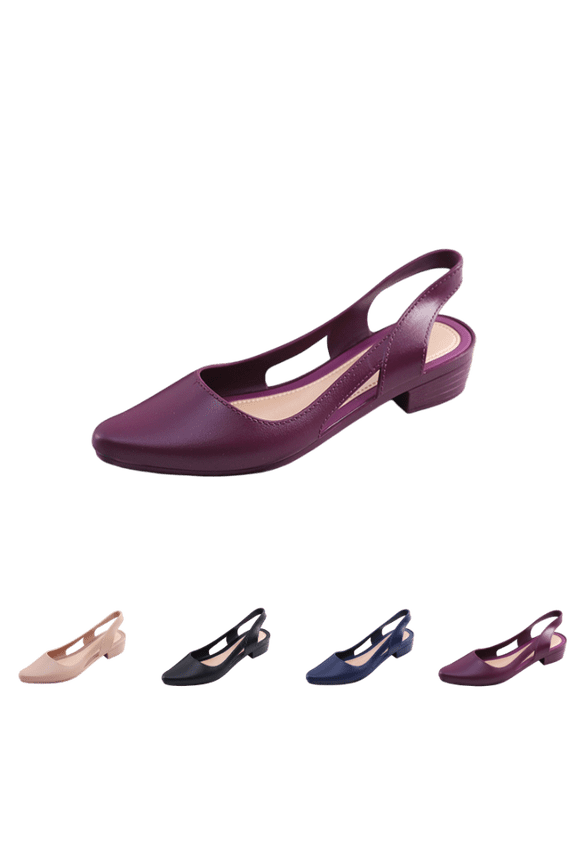 Slingback Heels for Women Chunky Low Heel Pointed Toe Non-Slip Cushion Comfortable Work Shoes Fashion Casual Office Dress Shoes Purple 37(US-6.5)