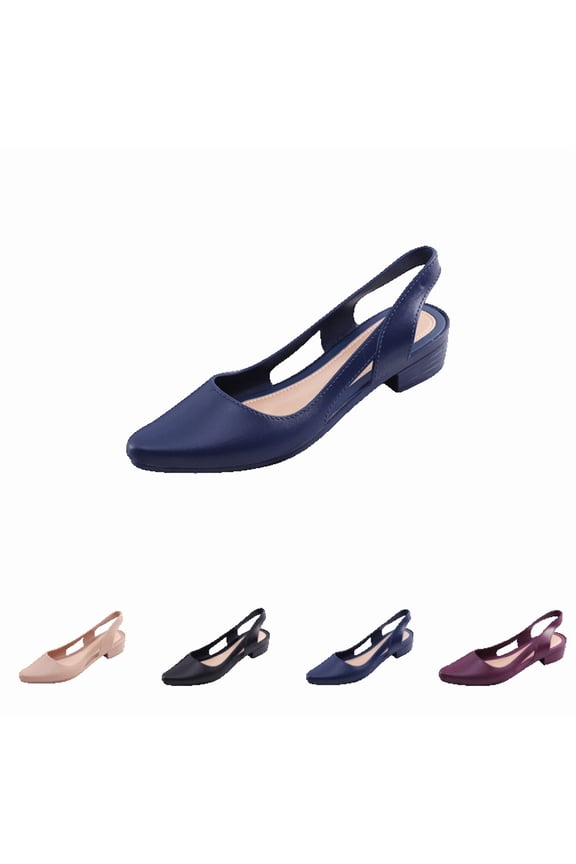 Slingback Heels for Women Chunky Low Heel Pointed Toe Non-Slip Cushion Comfortable Work Shoes Fashion Casual Office Dress Shoes Blue 38(US-7)