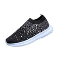 thumbnail image 1 of LTTVQM Slip On Sneakers Women Glitter Rhinestone Comfortable Platform Arch Support Walking Shoes Fashion Outdoor Dance Anti-Slip Shoes Black 43(US-10), 1 of 4