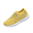 thumbnail image 1 of LTTVQM Slip On Sneakers Women Glitter Rhinestone Comfortable Platform Arch Support Walking Shoes Fashion Outdoor Dance Anti-Slip Shoes Yellow 40(US-8), 1 of 4