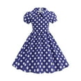thumbnail image 1 of LTTVQM Spring Dresses for Girls 2025 7-8 Retro Polka Dots Polo Dresses Casual Lapel Midi Dress Vacation Short Sleeve A-Line Dress Light Blue 7-8, 1 of 5