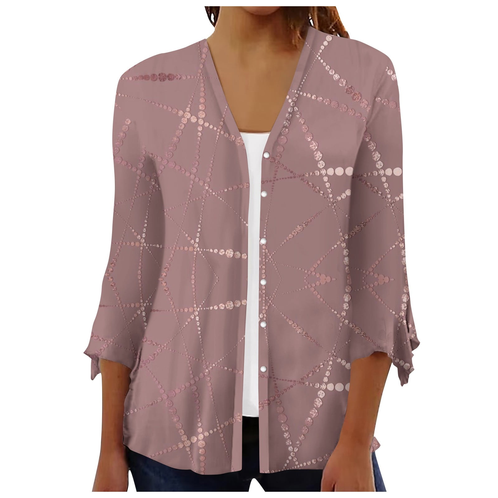 LTTVQM Summer Cardigans for Women Lightweight Button Down 3/4 Sleeve Women