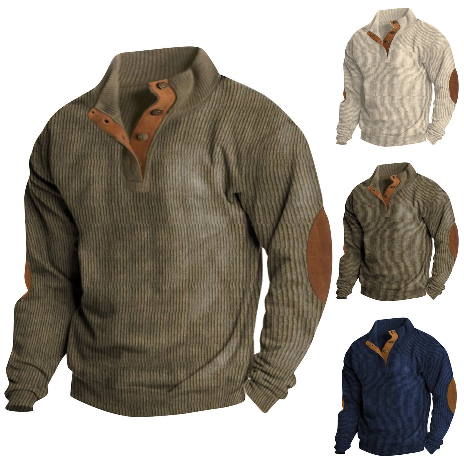  CRNTCEM Mens Long Sleeved Corduory Pullover Sweatshirt