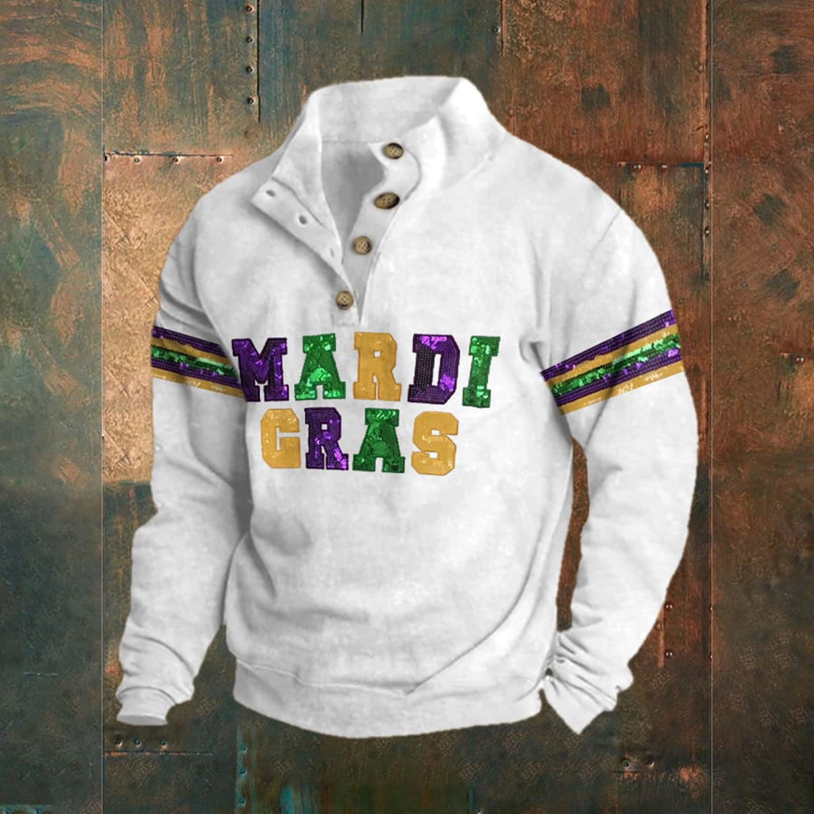 sequin mardi gras mask sweatshirt