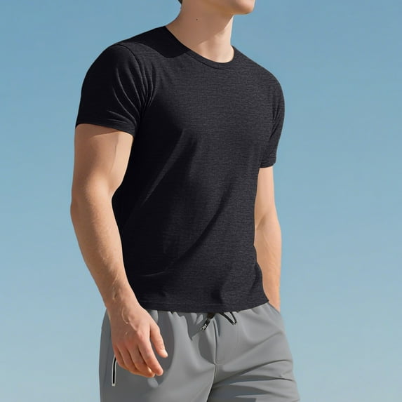 LTTVQM T-Shirts for Men 2026 Spring Summer Crew Neck Casual T Shirts Plain Short Sleeve Shirts Basic Tees Black XL