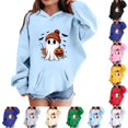 thumbnail image 1 of LTTVQM Teen Girls Halloween Hoodies Fall Winter Oversized Hoodies Funny Halloween Ghost Pumpkin Graphic Long Sleeve Pullover Sweatshirts with Pocket Light Blue 11-12 Years, 1 of 4