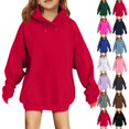 thumbnail image 1 of LTTVQM Teen Girls Oversized Hoodies Fleece School Preppy Pullover Sweatshirts Kids Fashion Casual Outfits Fall Winter Clothes Wine 3-14 Years, 1 of 6