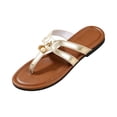 thumbnail image 1 of LTTVQM Thong Sandals for Women Leather Soft Sole Slip On Comfy Beach Flip Flops Summer Open Toe Vacation Walking Flat Sandals Champagne 38(US-7), 1 of 4