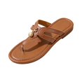 thumbnail image 1 of LTTVQM Thong Sandals for Women Leather Soft Sole Slip On Comfy Beach Flip Flops Summer Open Toe Vacation Walking Flat Sandals Light Brown 36(US-5.5), 1 of 4