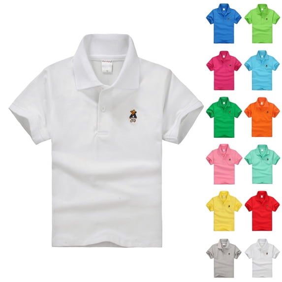 LTTVQM Toddler Boys Polo Uniform Shirts School White Short Sleeve Top Casual Button Down Tshirts 2026 Spring New Collared Polo Shirts Workout Clothes White 4-5 Years