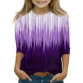 thumbnail image 1 of LTTVQM Toddler Girls 3/4 Sleeve Tops 9-10 Loose Fit Gradient Graphic T-Shirts Vacation Round Neck Blouses for Girls Fall Trendy Tops Dark Purple 9-10 Years, 1 of 4