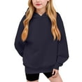 thumbnail image 1 of LTTVQM Toddler Girls Hoodie 5-6 Long Sleeve Winter Cute Sweatshirts Loose Fit Pullover with Pockets Fashion Hooded Sweatshirt for Teen Girls Navy 5-6 Years, 1 of 2