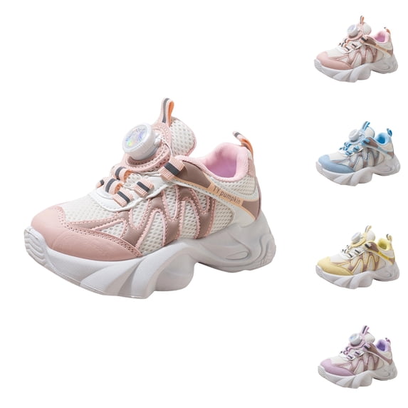 LTTVQM Toddler Sneakers for Girls Boys Orthopedic Chunky Lace-Up Rotary Buckle Anti-Slip Trainers with Arch Support Fashion Outdoor Athletic Sports Walking Shoes Pink 11 Little Kid