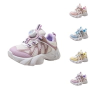 LTTVQM Toddler Sneakers for Girls Boys Orthopedic Chunky Lace-Up Rotary Buckle Anti-Slip Trainers with Arch Support Fashion Outdoor Athletic Sports Walking Shoes Purple 9.5 Toddler