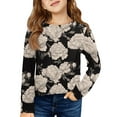 thumbnail image 1 of LTTVQM Tunic Tops for Girls 4-5 Long Sleeve Casual Fall Winter Floral Print Tunic Blouses Basic Crew Neck Pullover Holiday Shirts Beige 4-5 Years, 1 of 4