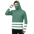 thumbnail image 1 of LTTVQM Unisex Adult UV Guard Long Sleeve Hooded Top Simple Horizontal Band Stripe Print Full Coverage Face Gaiter Design Light Thin Camping Fishing Wear Dark Green 4XL, 1 of 6