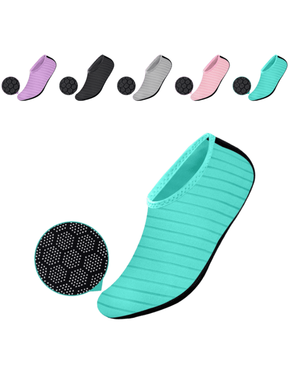 Water Shoes for Kids Adults Stretch Packable Barefoot Quick Dry Beach Swim Aqua Socks for Surf Yoga Pool Non Slip Casual Breathable Shoes Turquoise 6.5 Toddler