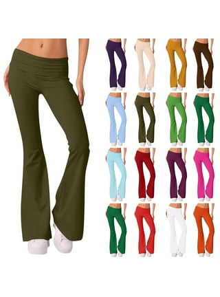 Dorkasm Foldover Flare Leggings Bootcut Yoga Pants Women Low Rise Yoga  Flare Pants for Women Casual Tummy Control Women's Yoga Leggings Green XS 