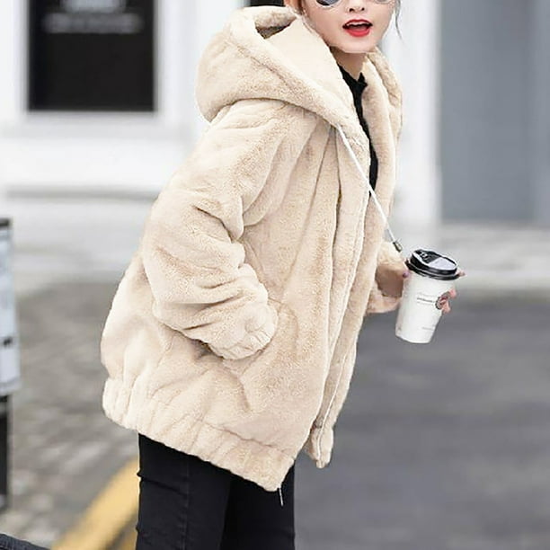 Zip up fluffy winter coat on sale