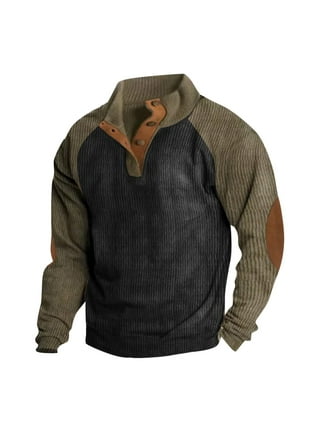 Men's Sweater Elbow Patches Zip Up Sweatshirts for Men Mens Long