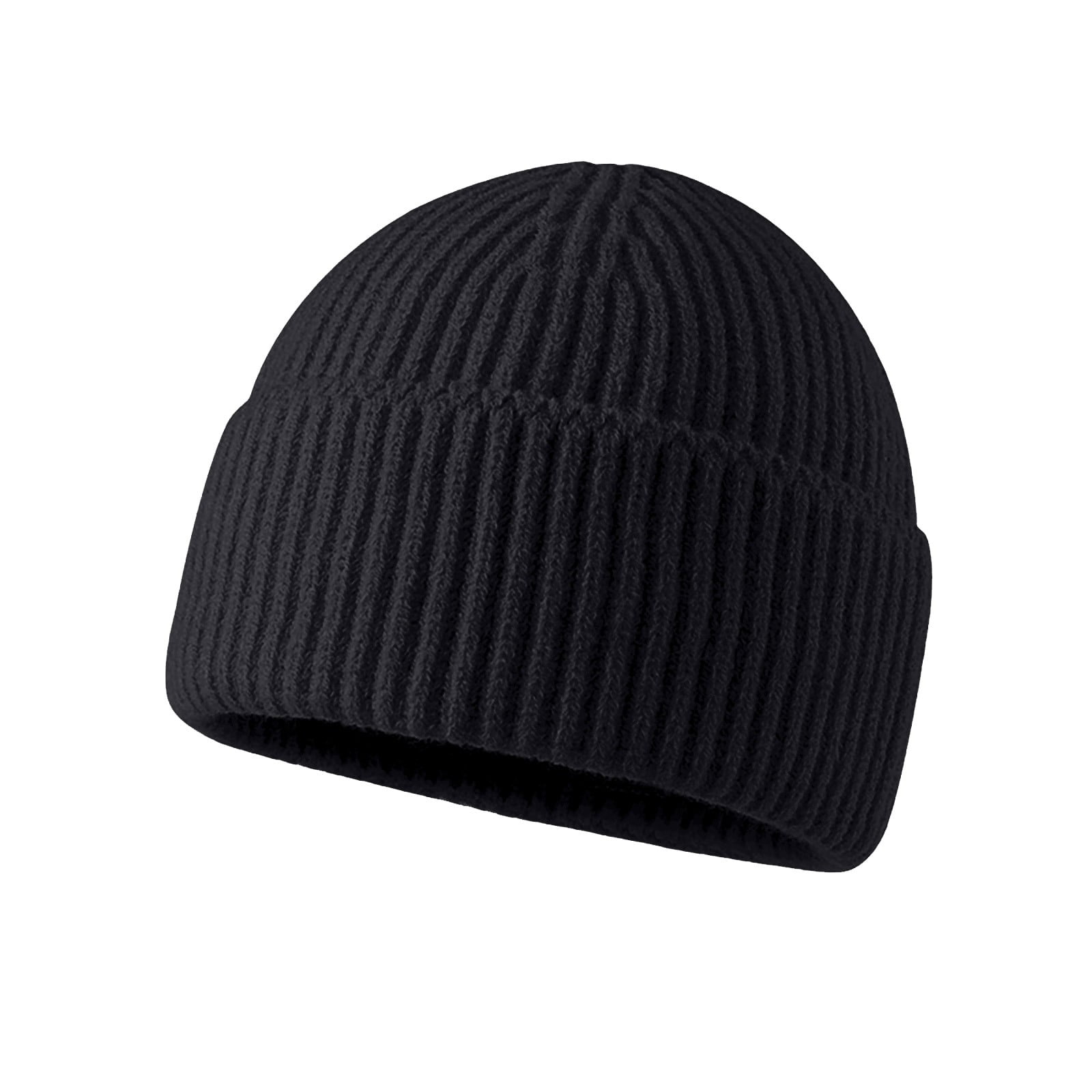 LTTVQM Winter Knitted Fishermen Beanie Hats for Men Merino Wool Short