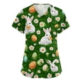 thumbnail image 1 of LTTVQM Women's Easter Scrub Tops 2026 Plus Size Bunny Eggs Print Funny Short Sleeve Clothes Comfortable V-Neck Fashion Scrub Tops with Pockets Light Green L, 1 of 5
