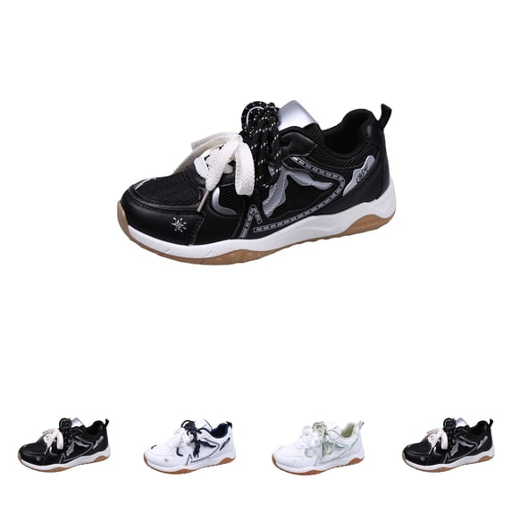 LTTVQM Women's Fashion Sneakers Chunky Platform Lace-Up Non-Slip Comfortable Breathable Sneakers Trendy Casual Outdoor Walking Shoes Black 36(US-5.5)