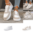 thumbnail image 1 of LTTVQM Women‘s Fashion Sneakers Leather Casual Lace-Up Platform Non-Slip Shoes Slip On Cushion Comfort Walking Sneakers Khaki 36(US-5.5), 1 of 5