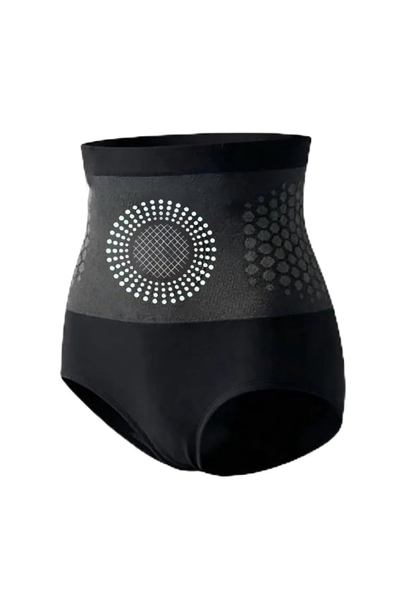 Women's High Waist Shapewear Shorts Thermal Massage Silicone Micro Needle Slim Yoga Shaper Postnatal Daily Life Use Black M
