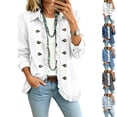 thumbnail image 1 of LTTVQM Women's Ruffled Denim Cropped Jacket Long Sleeve Button Down Open Front Jean Coat, 1 of 7
