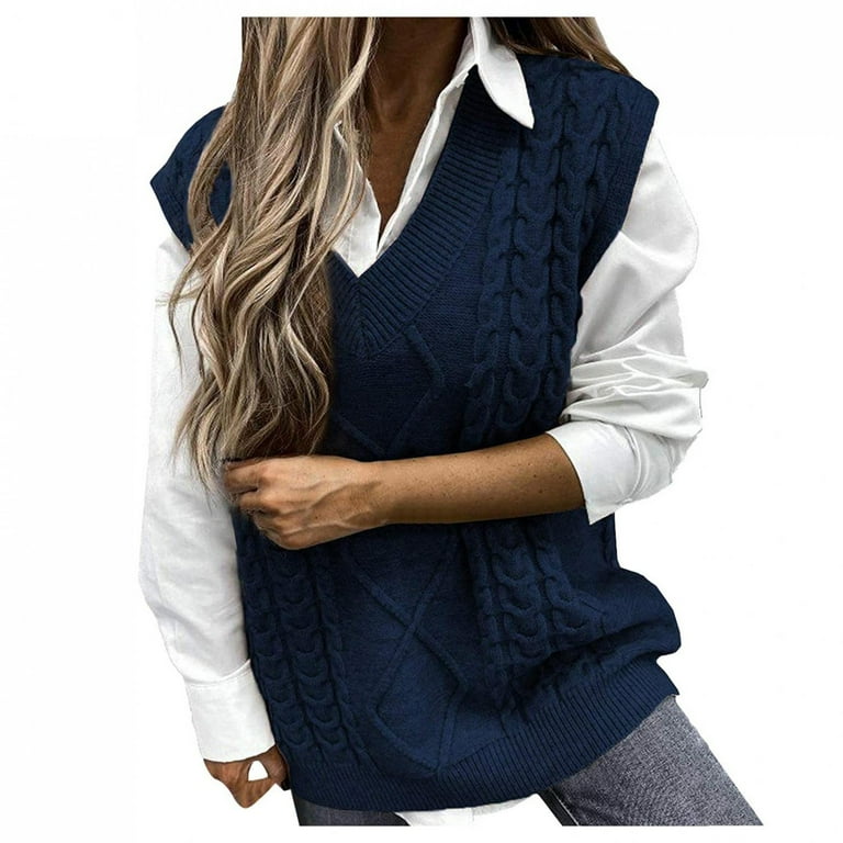 Navy sweater vest womens hotsell