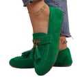 thumbnail image 1 of LTTVQM Women's Tassel Loafers Comfortable Classic Suede Pointed Toe Slip-On Flats Vintage Non-Slip Work Driving Shoes Green 40(US-8), 1 of 5
