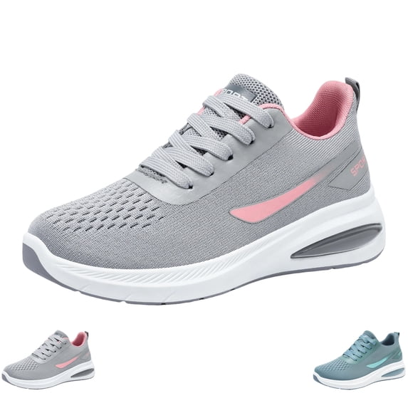 LTTVQM Womens Air Cushion Sneakers Lightweight Shock-Absorbing Arch Support Running Tennis Shoes Breathable Wide Width Walking Footwear