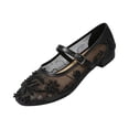 thumbnail image 1 of LTTVQM Womens Ballet Flats Casual Slip on Buckle Strap Mesh Pearl Flower Embroideried Mary Jane Shoes Lightweight Comfortable Arch Support Wedding Flat Shoes Black 43(US-10), 1 of 4