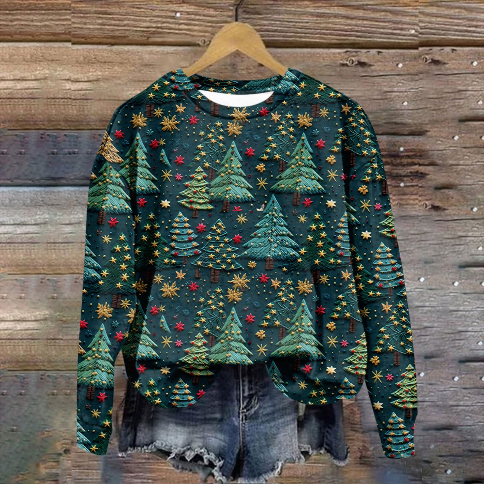 LTTVQM Womens Christmas T Shirts Crew Neck Loose Tops Christmas Long