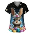 thumbnail image 1 of LTTVQM Womens Easter Scrub Tops 2026 Bunny Eggs Graphic Funny Short Sleeve Shirts Casual V Neck Fashion Clothes with Pockets Navy 5XL, 1 of 5