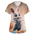 thumbnail image 1 of LTTVQM Womens Easter Scrub Tops Rabbits Eggs Print Cute Short Sleeve Shirts Loose Fit V Neck Lightweight Scrub Tops with Pockets Orange M, 1 of 5