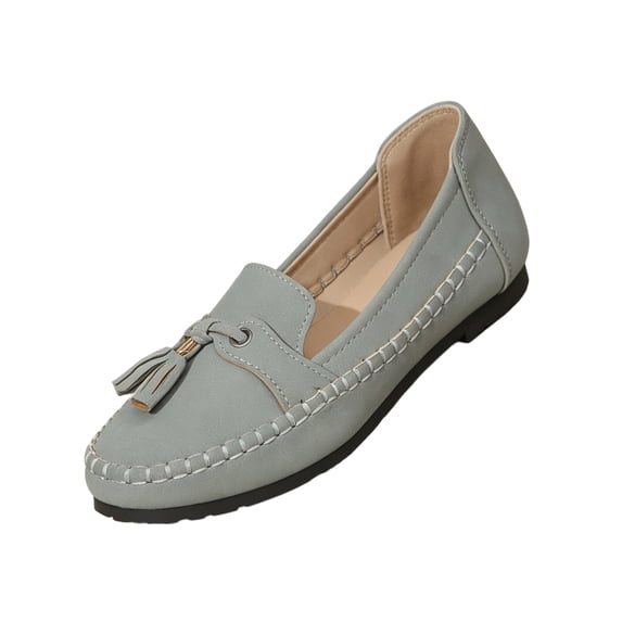 LTTVQM Womens Loafers Business Casual Flats Shoes Slip On Comfortable Lightweight Penny Loafers Work Office Driving Flats Dress Shoes Gray 41(US-8.5)