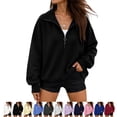 thumbnail image 1 of LTTVQM Womens Oversized Quarter Zip Up Sweatshirts Half Zip Cropped Pullover Warm Winter Outdoor Clothing, 1 of 7