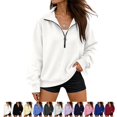 thumbnail image 1 of LTTVQM Womens Plus Size Half Zip Pullover Loose Drop‑Shoulder Sweatshirt Long Sleeve Y2K Winter Daily Tops, 1 of 7