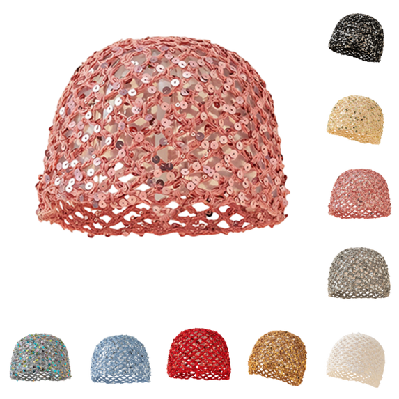 LTTVQM Womens Sequin Crochet Hat Summer Knit Breathable Boho Stylish Beanie Skull Cap Sparkly Lightweight Glitter Hat for Party Travel Daily Wear Pink