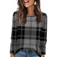 thumbnail image 1 of LTTVQM Womens Shirts Long Sleeve Color Block Casual Crewneck T Shirts Cute Tops Spring Fall Fashion Clothing Light Gray S, 1 of 5