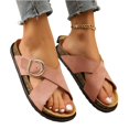 thumbnail image 1 of LTTVQM Womens Slide Sandals Arch Support Platform Open Toe Cork Footbed Flat Sandals Non-Slip Comfortable Adjustable Buckle Slippers for Daily Walking Pink 38(US-7), 1 of 5