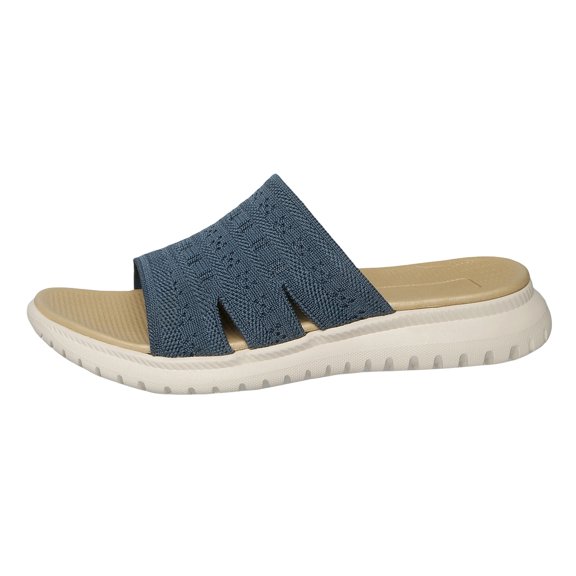 LTTVQM Womens Slip on Shoes Arch Support Mesh Breathable Comfy Memory Foam Wedge Slide Sandals Summer Non-Slip Gum Sole Lounge Walking Slippers Navy 43(US-10)