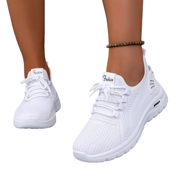 LTTVQM Womens Sneakers Orthopedic Breathable Mesh Lace-Up Lightweight Walking Shoes Running Arch Support Non Slip Tennis Casual Fashion Sneakers White 36(US-5.5)