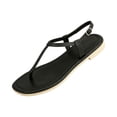 thumbnail image 1 of LTTVQM Womens Thong Sandals Arch Support Platform Open-Toe Leather Casual Sandals Slip-On Comfortable Adjustable Buckle Slides for Vacation Black 39(US-7.5), 1 of 5