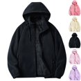 thumbnail image 1 of LTTVQM Womens Warm Sherpa‑Lined Fleece Hoodie Jacket Zip Drawstring Hood Soft Cozy Daily Outdoor Outerwear Tops, 1 of 8