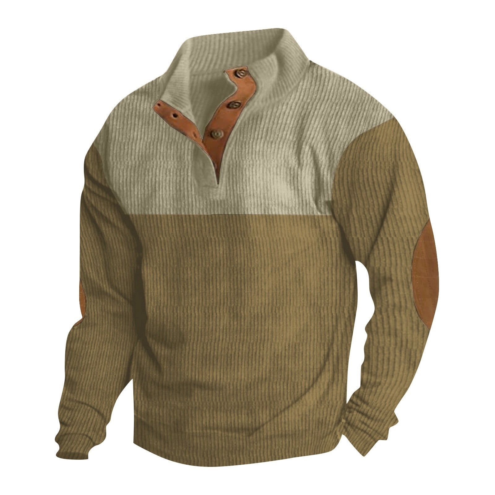 LTTVQM Work Sweatshirts for Men Corduroy Henley Shirt Stand Collar